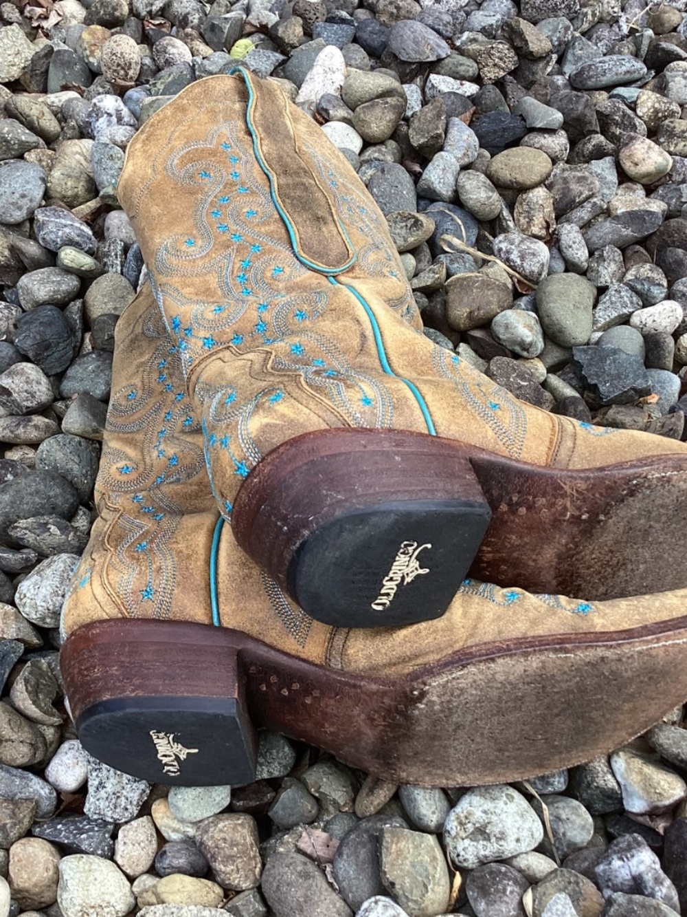 Old Gringo Outstanding Unique Small Blue Star Detailed Distressed Cowgirl Boots - Picture 9 of 16